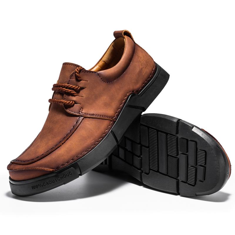 Fashion New Light Lace-up Hiking Flats Mens Casual Leather Men Outdoor Sneakers Walking Shoes Outdoor Male Running Climbing Footwear