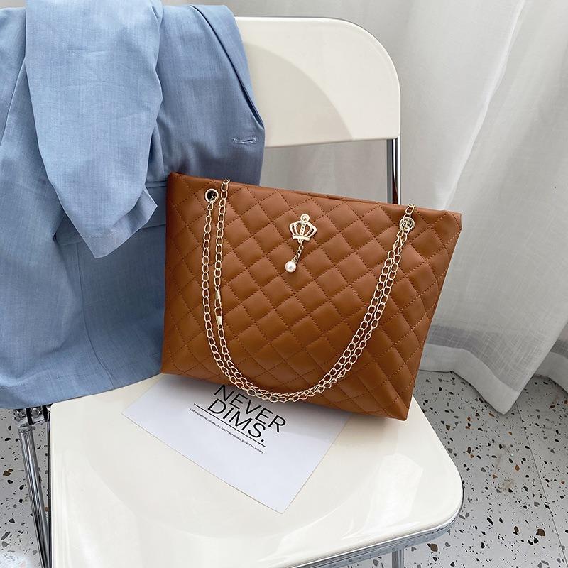 Fashion Versatile Quilted Embroidery Korean Style Crown Chain Simple Single Shoulder Crossbody Bag