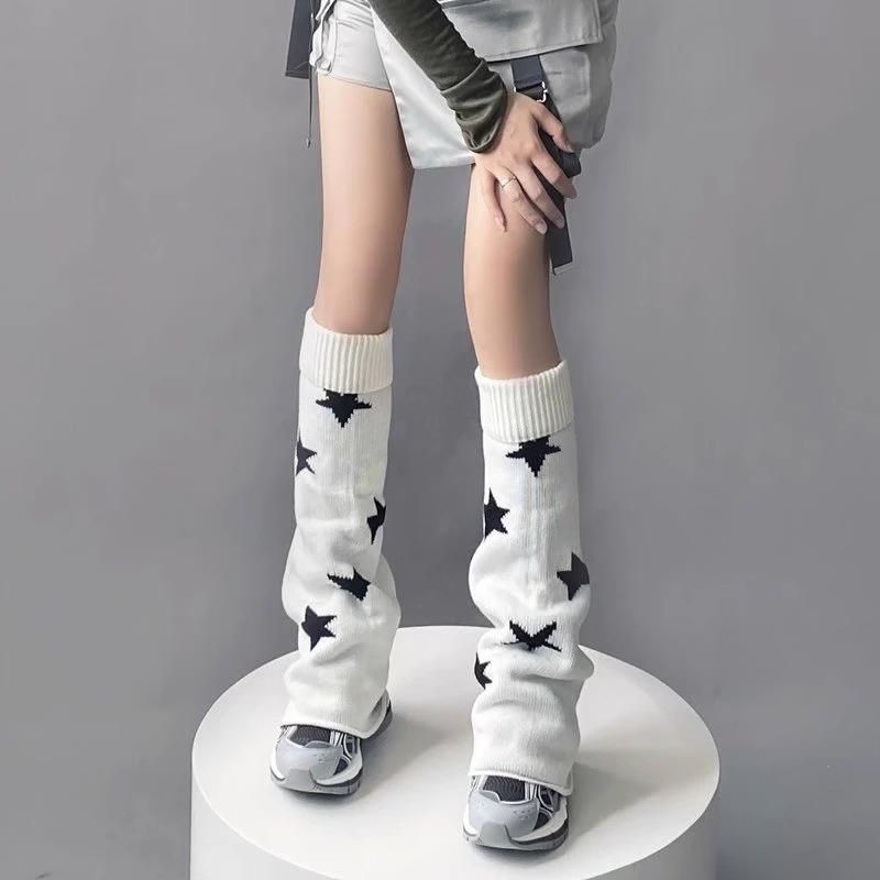 Y2K Hot Girl Star Flared Wide Leg Sock Sleeves Knit Thick Warm Slimming Subculture JK Slouch Socks