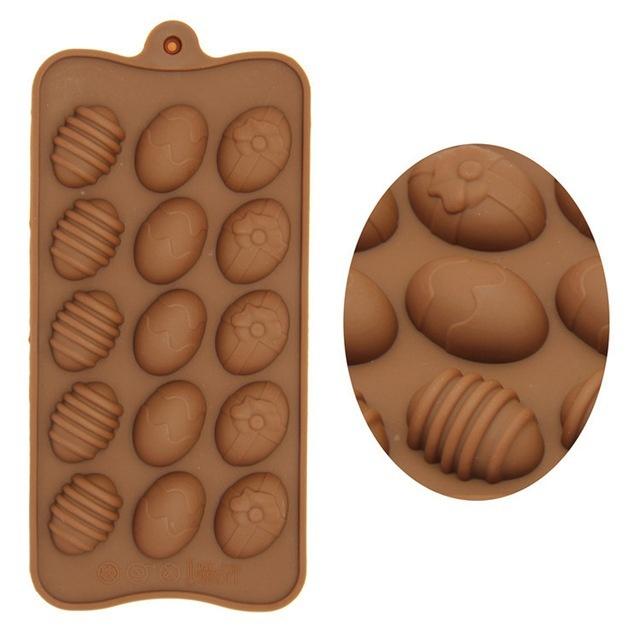 15 - Cavity Easter Egg Food Grade Silicone Chocolate Cake Ice Baking Mold Mould
