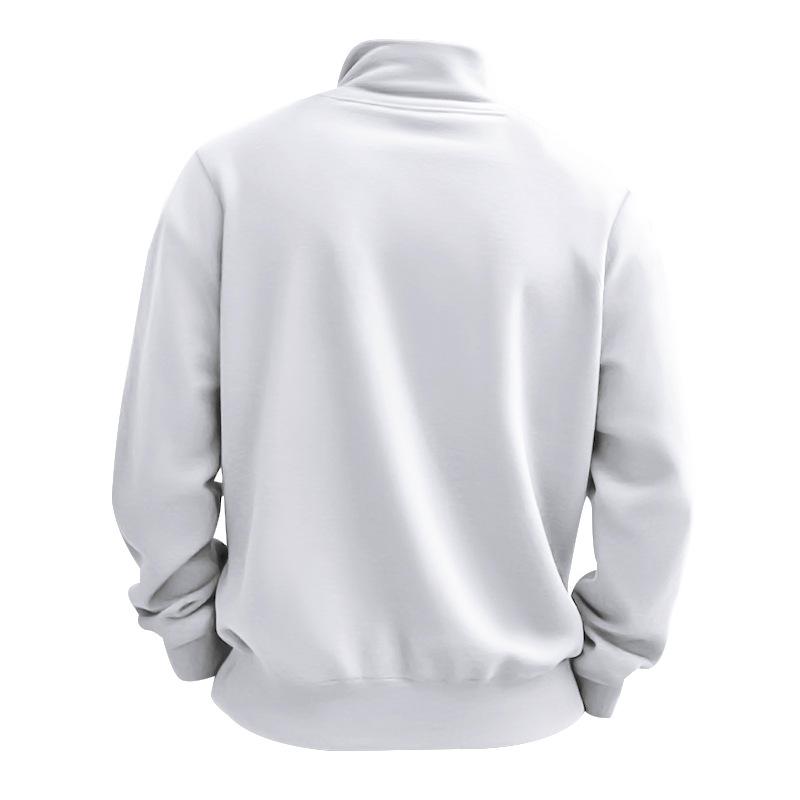 Men's Fleece-Lined Stand-Up Collar Half-Zip Sweatshirt for Sports and Casual Wear