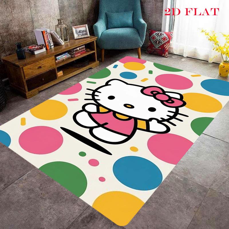 Hello Kitty Neon Stripes carpet Camping Trip Suitable For All Seasons Nap carpet Outdoor Plush carpet Bedroom