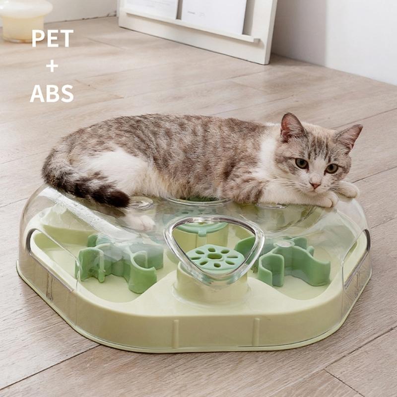 Two Phase Challenge Animal Food Dispenser Plaything With Viewable Structure To Stimulate Hunting Urge And Reduce Fast Eating