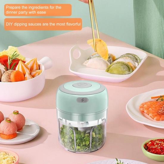 Yousheng Rechargeable Garlic Chopper 100/250ml Mini Food Processor for Vegetables Fruits Nuts Meat One-Button Operation Garlic Clay Machine