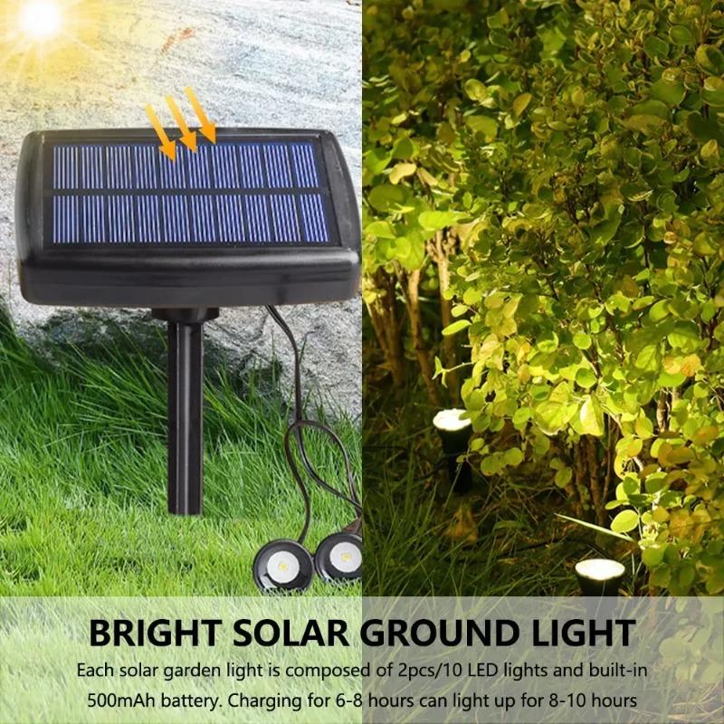 Solar In-Ground Lights 10 In 1 Lamp Lighting Outdoor Decoration LED Landscape Resistance Garden Powered Driveway Weather Lawn Christmas Decorations