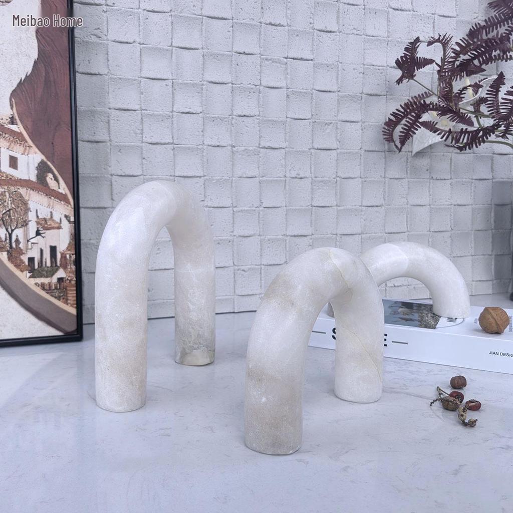 Elegant Wabi-Sabi Marble Ornament for Living Room Console Table Décor