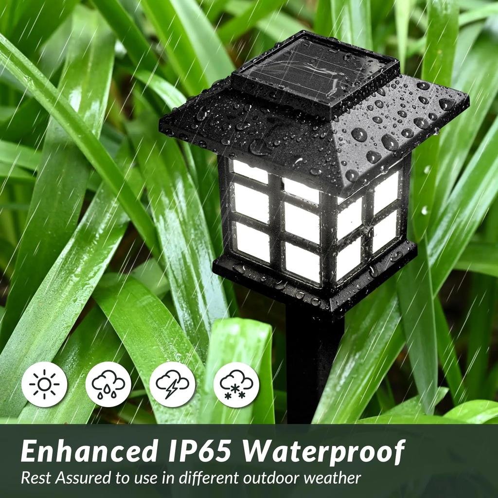 Solar Garden Lights Outdoor Waterproof Pathway Decor Warm White LED Yard Lawn Camping Decorative Landscape Lighting Easy Install