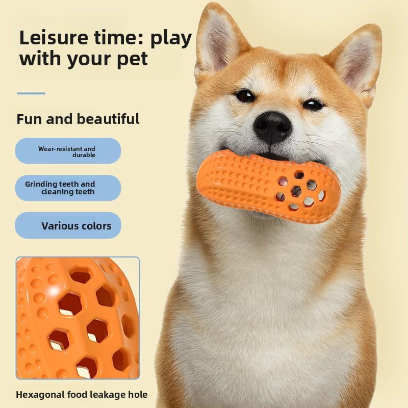Pet Toys, Sound-making Toys, Peanut-shaped Dog Toys, Leak-proof, Biting and Teething Simulation Toys