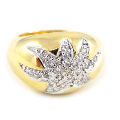 Gold Plated Ring 'Aphrodite' Golden White - 14 Mm