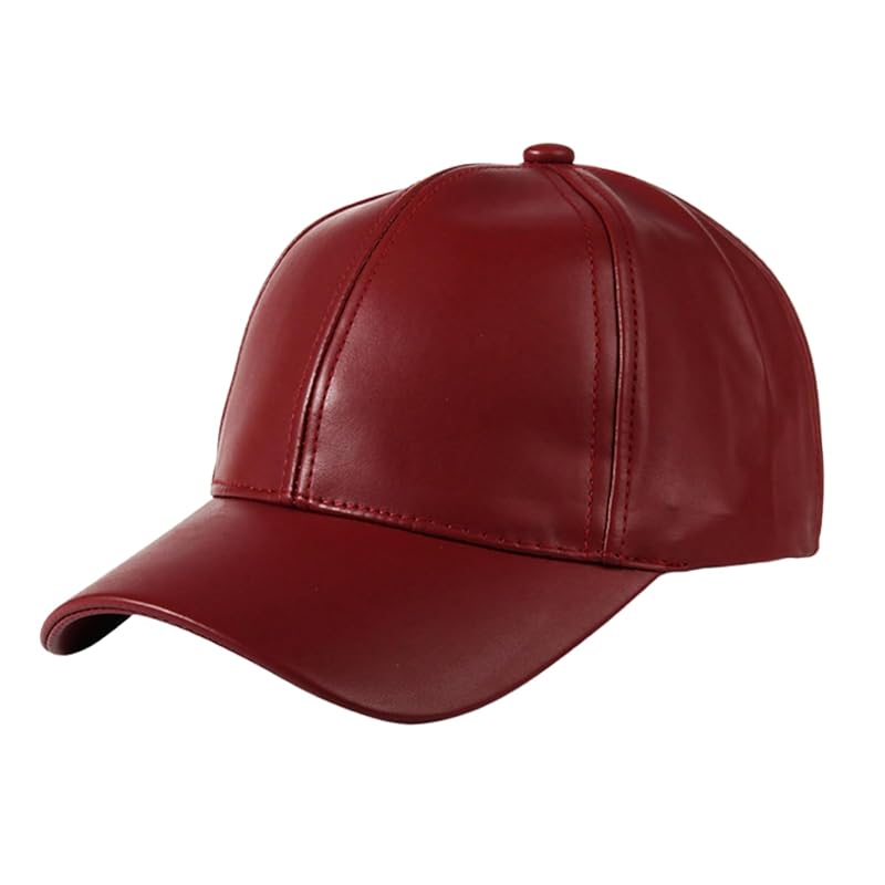 

[SCGEHA] leather cap men s hat ladies Synthetic leather large size Deeper black navy blue red (JP, alphabet, S, L, wine red)