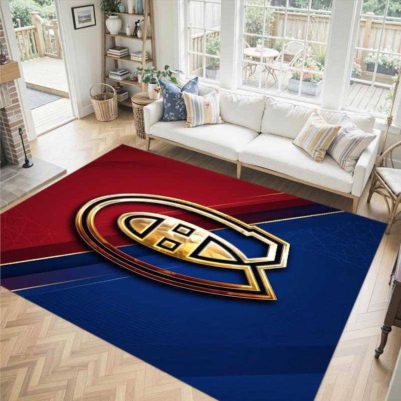 Montreal Canadiens Design Crystal Velvet Carpet Cozy Non?Slip Printed Rug For Bedroom Living Room Entrance