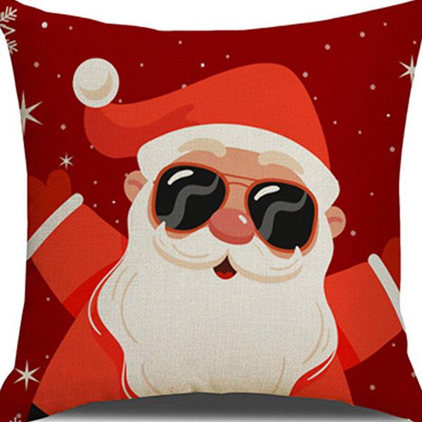 Christmas Theme Pillowcase Christmas Snowman Printed Linen Pillowcase High-value Car Pillowcase