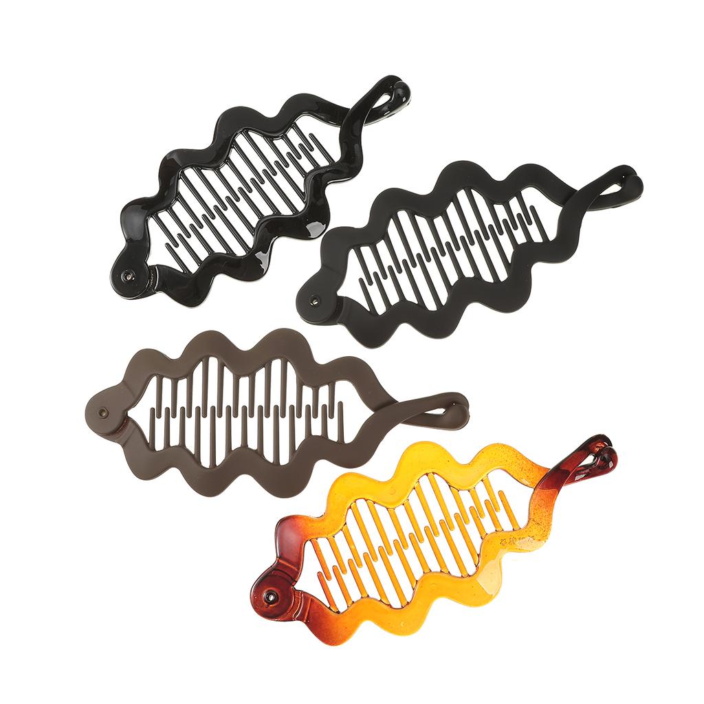 Wavy Banana Clip Matte Black Hairpin Ponytail Hair Bun Korean Summer Ougoing Hair Clip Fashion Hair Accessories