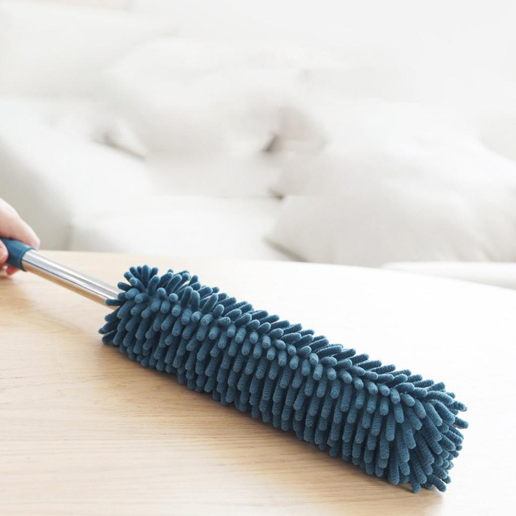Retractable Duster Washable Reusable Multifunctional Portable Dust Brush for Bed Desktop Home Dark Blue