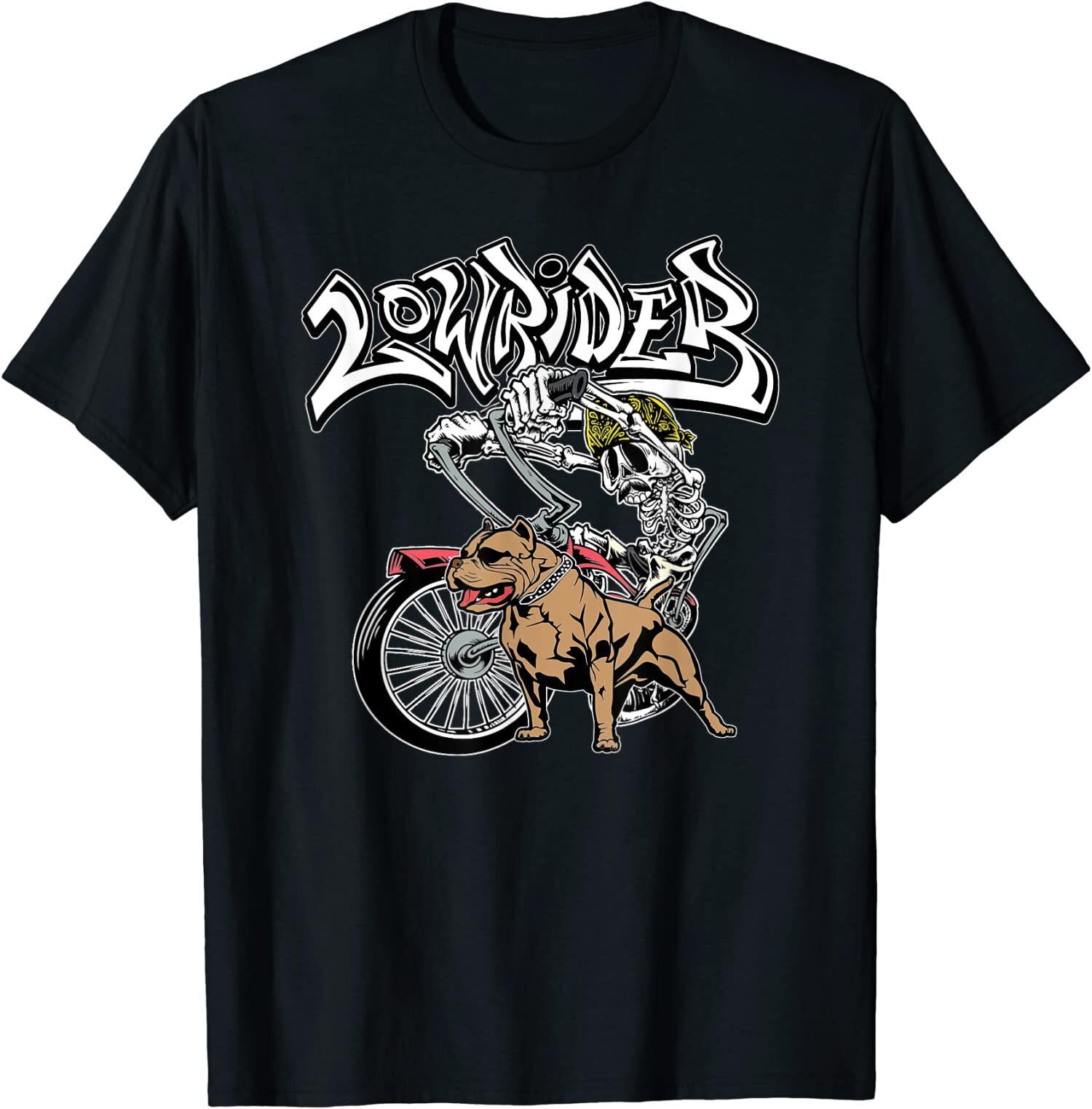 НОВАЯ ОГРАНИЧЕННАЯ Мужская футболка Lowrider Питбуль Чикано Чоло Череп Велосипед Lowrider S разноцветный