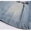 Long Style Kids Child New Design Jeans Capris Shorts with Fake Pocket for Girls High Fashion Summer Mid-Calf Denim Shorts 5-14T