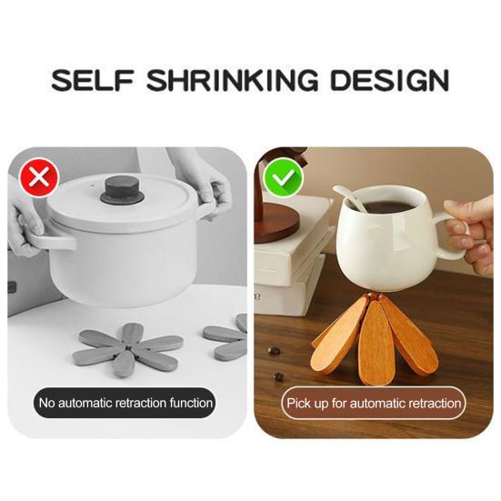 Christmas Tree Trivet Mats Set Heat-Resistant Wood Tripod Pot Holder Stain Resistant Table Protectors for Kitchen Dining