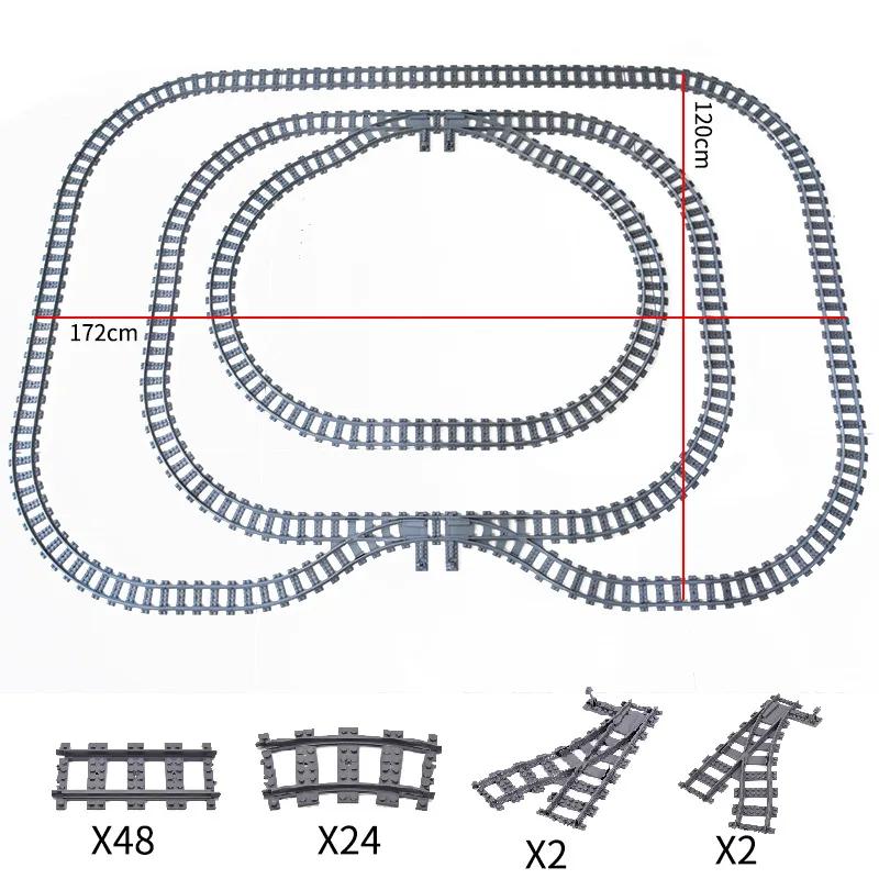 Compatible With LEGO MOC Railroad Bridge Train Track Combination Scene Building Blocks DIY Cross Track Bricks Toys Rail Car