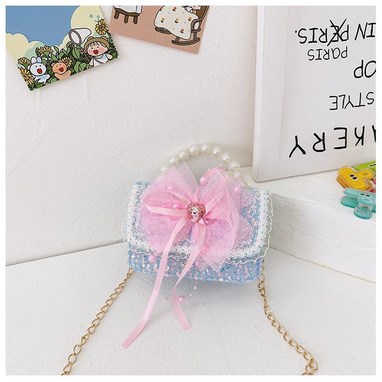 Crossbody Bag Kids With Pearls And Bow For Everyday Style Fashionable Girl