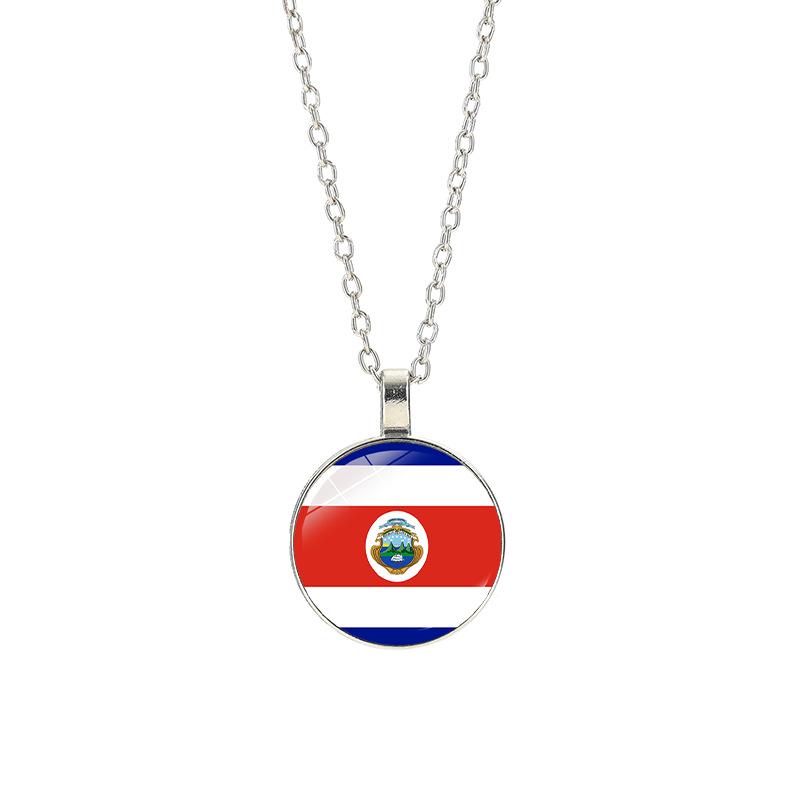 World Cup Top 32 National Flag Necklace - Football Pendant for Men & Women