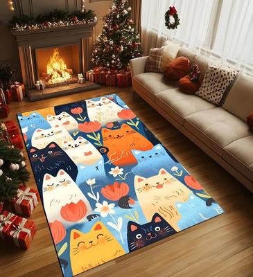 Stacked Cat Carpet Colorful Abstract Cartoon Cat Carpet Cat Enthusiasts Room Living Room Decoration Floor Mat Entrance Rug
