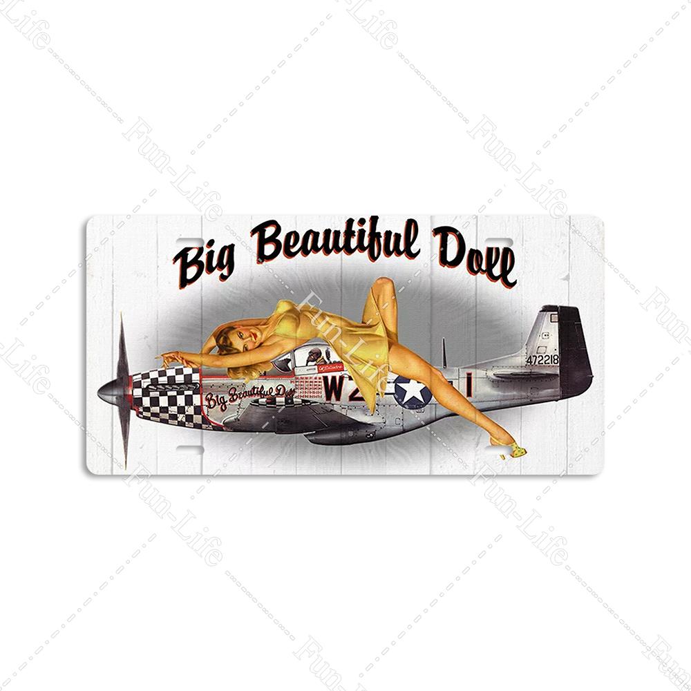 Beauty Vintage Metal Poster Airplane Retro Tinplate Compact Car Tin Signs Board Home Pub Bar Cafe Garage Wall Decor 15x30 cm