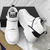 Autumn Men Casual Sneakers Leather Chunky Platform High-top Shoes Ankle Boots Magic Tape Sneakers Male Breathable Sport Shoes 44