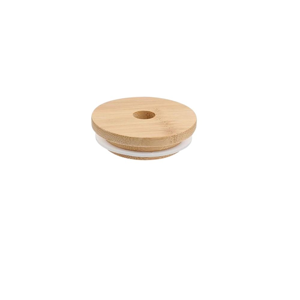Straw Lid With Glass Hole Bamboo Wood Lids Mason Jar Lids Cup Covers