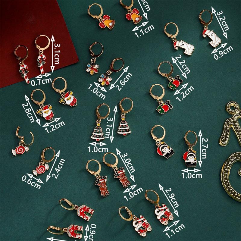 Christmas Earring Set For Women Shiny Crystal Zircon Snowflake Elk Bowknot Elk Xmas Tree Earring Girl New Year Gifts