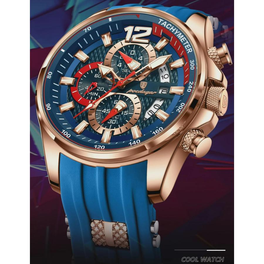 POEDAGAR Luxury Watch For Men Date Chronograph Luminous Waterproof Silicone Male Watch Fashion Sports Quartz Men's Watches