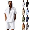 Set Camicia Casual a Maniche Corte con Cappuccio Larga da Uomo e Pantaloncini da Spiaggia