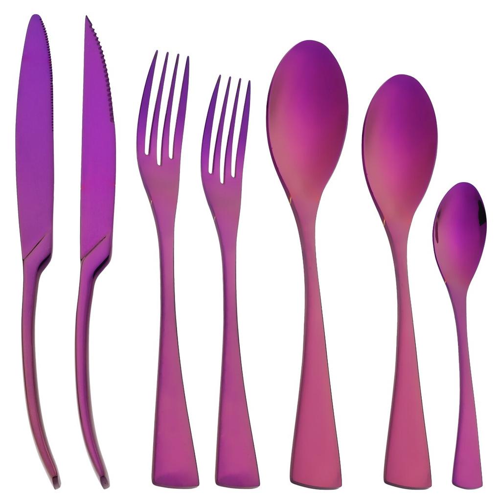 7Pcs Gold Dinnerware Set High Quality Stainless Steel Cutlery Set Knife Fork Tea Spoon Tableware Set Home Kitchen Dinner Silverware Set