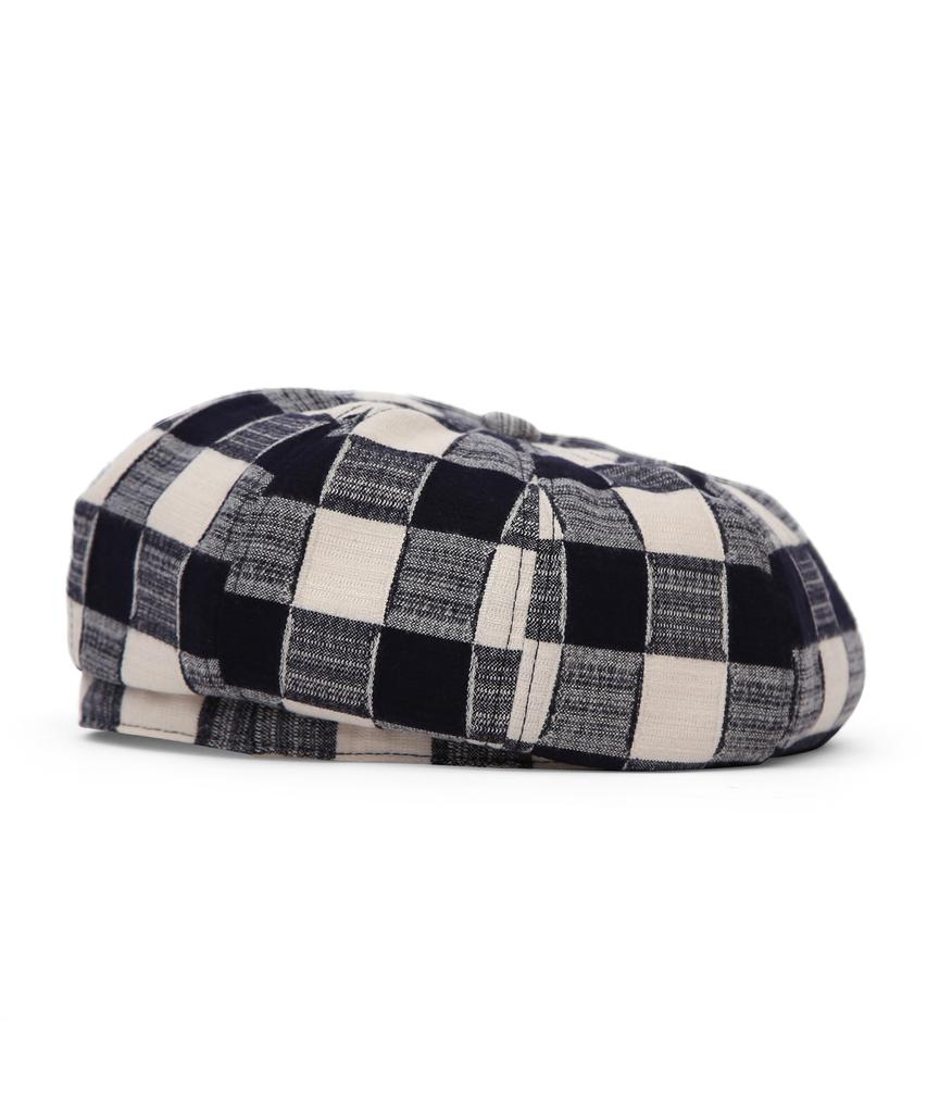 Eondeokeonteulolseutyudio Autumn Beret Bread Beret / Shade Check / Milk Navy