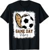 Soccer Game Day Vibes Leopard Heart Graphic Tee Breathable Cotton Tshirt Daily Wear