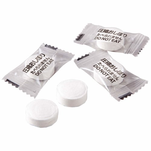 Comolife Compressed Hand Towels, 50 count, Individually Wrapped, Disposable, Expandable, Compact, Lightweight, for Disaster Preparedness, Outdoors, Ca