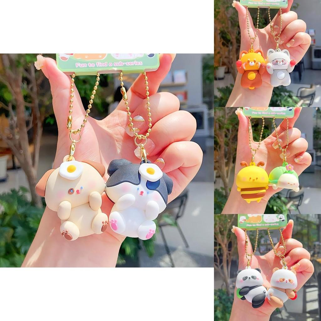 Adorable Miniature Animal Couple Magnetic Keychain Pendant Cute Gift For Collectors