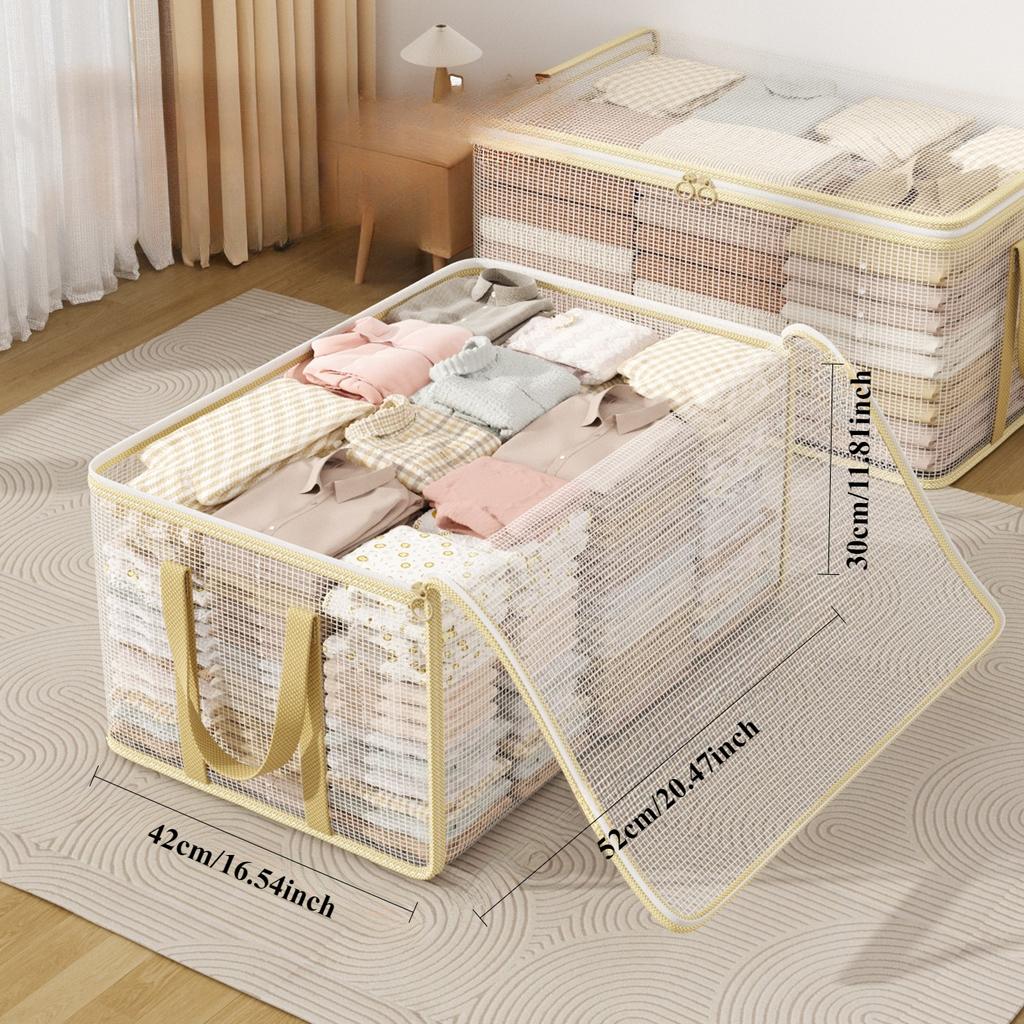 Clear View Transparent Storage Bag, Sturdy Reinforced Handles, Zippered Storage Organizer, Ideal for Home Organization & Moving, Under-Bed Storage