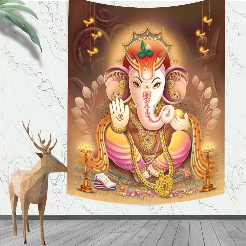 Dieu Ganesha Tapestry Esotericism Colorful Elephant Wall Hanging for Religious Ceremony Hindus for Home Living Room Decoration