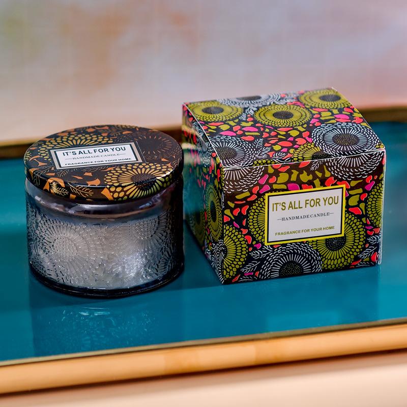 Embossed Glass Cup Scented Candle Home Creative Birthday Souvenir Scented Candle Ornament