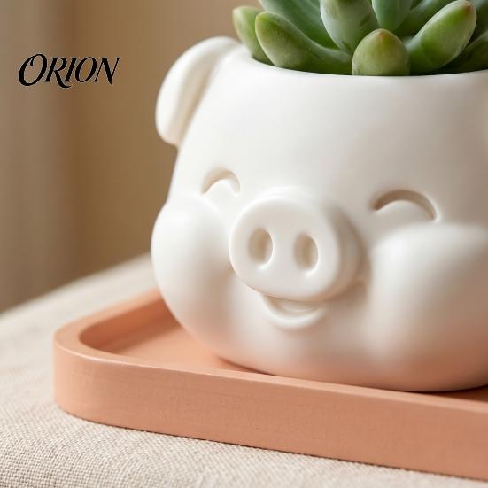 Succulents Planter Pot 3D Printed Pig Shaped Flowerpot, Decorative for Herb Petg Plants, Animal Mini Flower Holder Indoor Outdoor Small Desktop