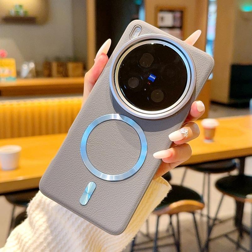 

Plain Leather with Magnetic Ring Case For VIVO X300 Pro x300 X200 Ultra x200s X200 Pro Lens Heightening Protects Camera Cover vivo X300 Pro