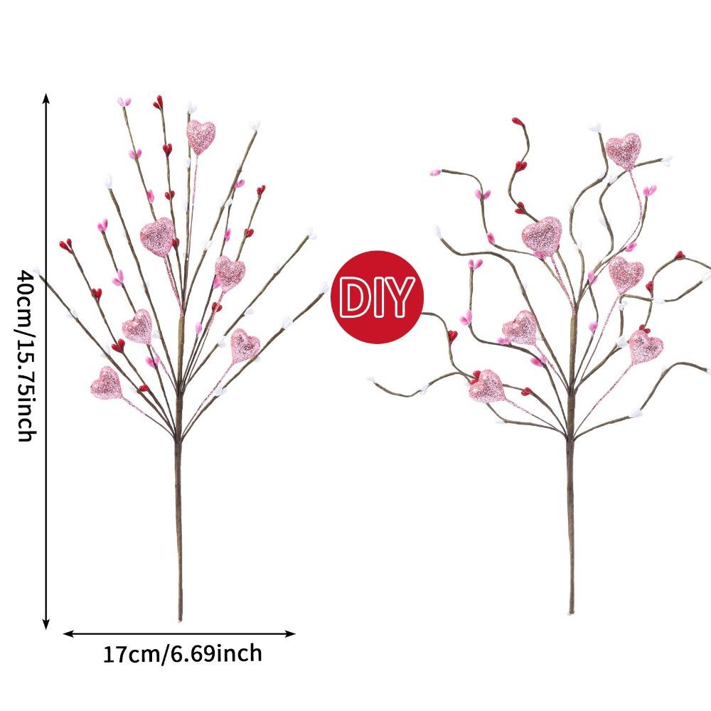 Red Heart Berry Valentine's Day Decoration Resin Handicraft Creative Exquisite Heart Berries Picks Artificial Twig