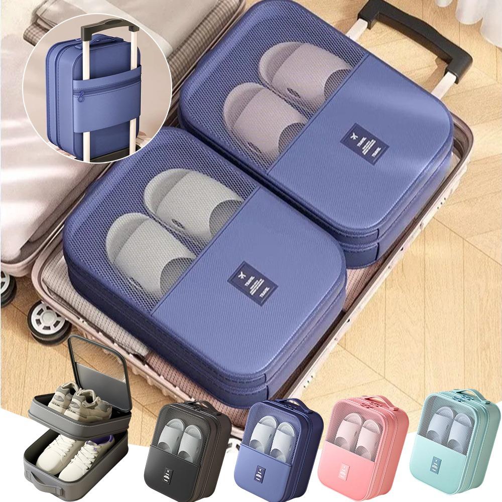 Travel Shoe Organizer Bag Portable 3 Layers Storage Pouch Luggage Accessory for Outdoor Trips Dustproof Space-Saving Shoe Bag
