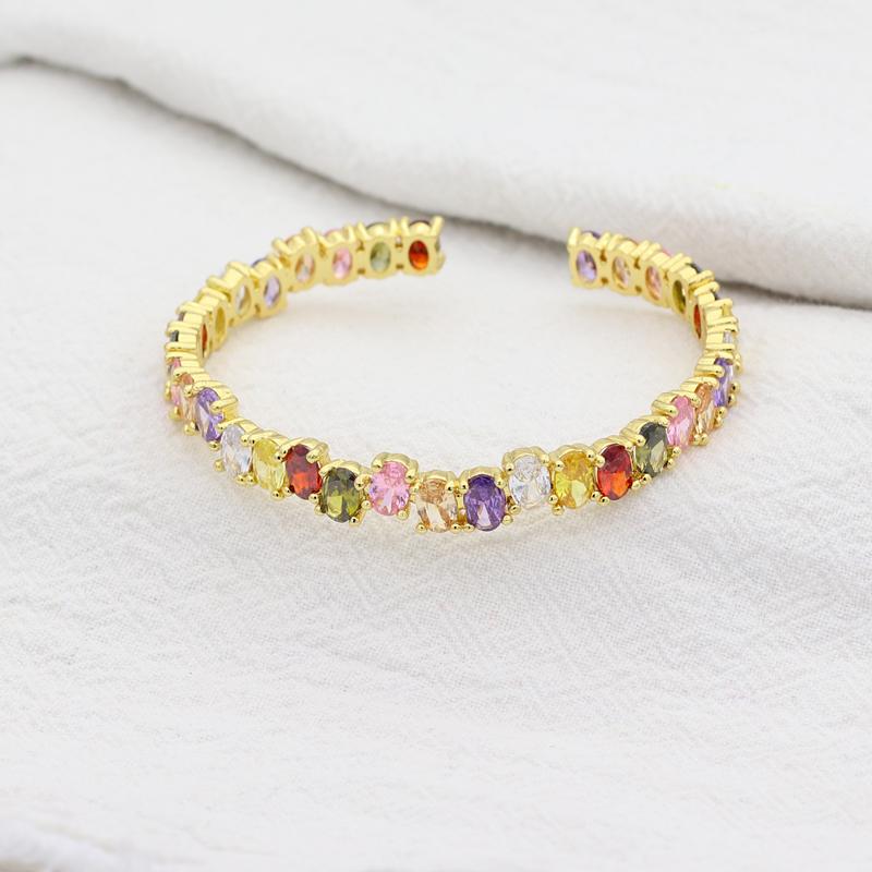 Rainbow CZ Women Bangle Fashion Micro Pave Colorful Crystal Nice Top Quality Trendy Jewelry