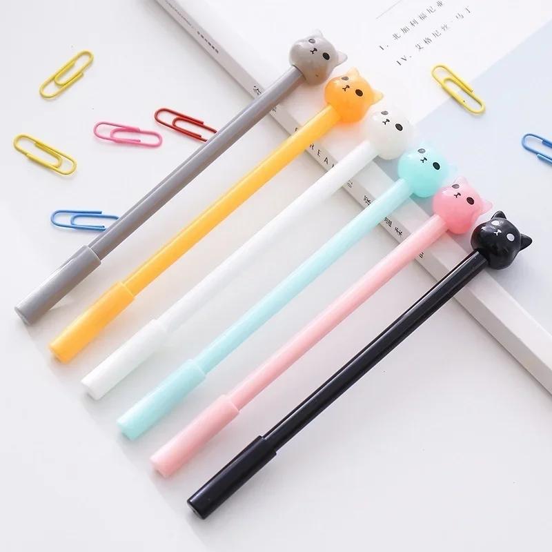 5 Pcs Set Cute Kawaii Neutral Cat Gel Pen Office Writing Supplies Gifts Color Random Korean Stationery Back To School