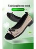 2025 New Women's French-Style Sequined Bow Flats: Square Toe, Shallow Mouth Evening Shoes