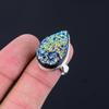 Natural Titanium Druzy 925 Silver Statement Promise Boho New Ring Jewelry US 8.5