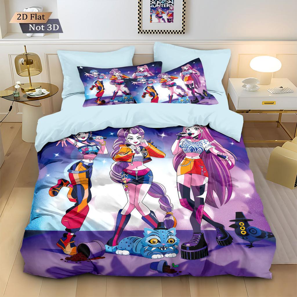 Anime Lovci démonů Zoey Mira Ložní souprava Dívčí dárek Povlak na přikrývku pro děti Dospívající Dospělé Jednolůžko Dvoulůžko King Size
