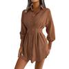 Women Casual Buttons Long Sleeve Shirt Dress Autumn Clothing White Blue Army Green