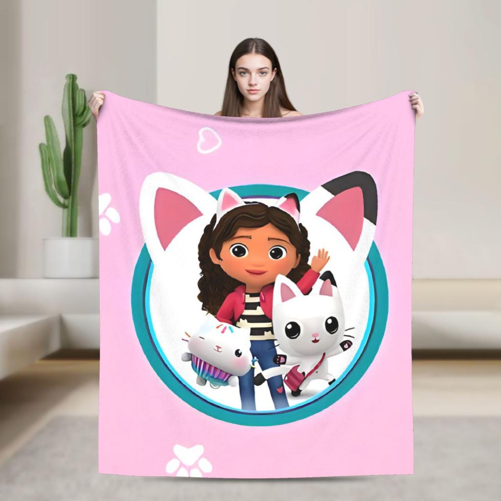 G-Gabby’s Dollhouseds Plush  Warm Soft Blanket  Children Plush Throw Blanket Print Couch Chair Flannel Bedspread Sofa Bed Cover
